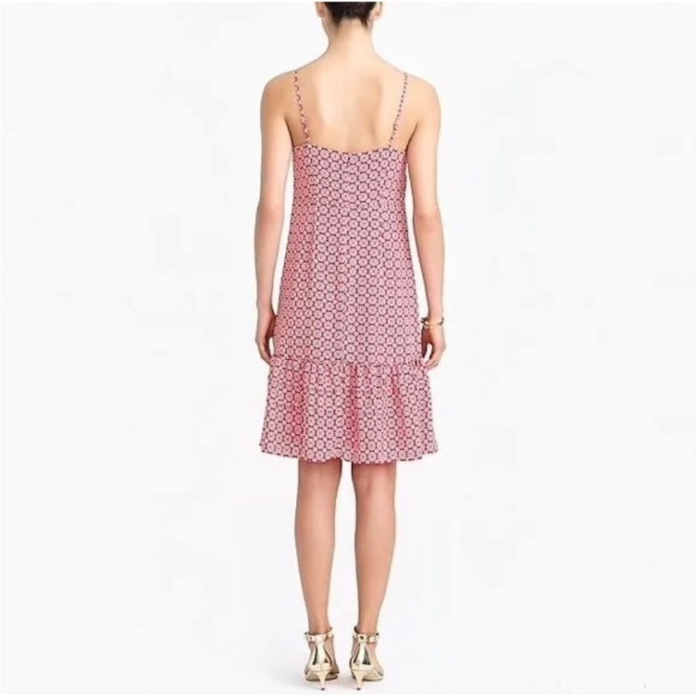 EUC J.Crew red medallion drop waist flouncy dress size 4 - Picture 2 of 7